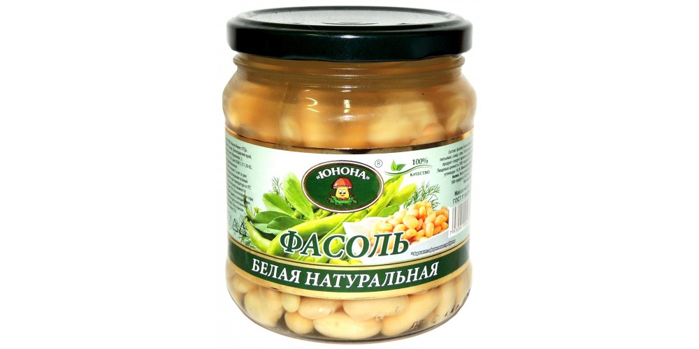 /Юнона/Фасоль белая натуральная с/б 500г./8шт./4699304237524/