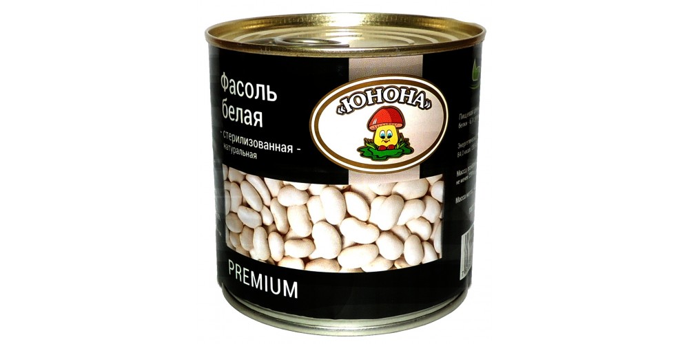 /Юнона/Фасоль белая натуральная ж/б с кольц 420г./12шт./4699304237487/
