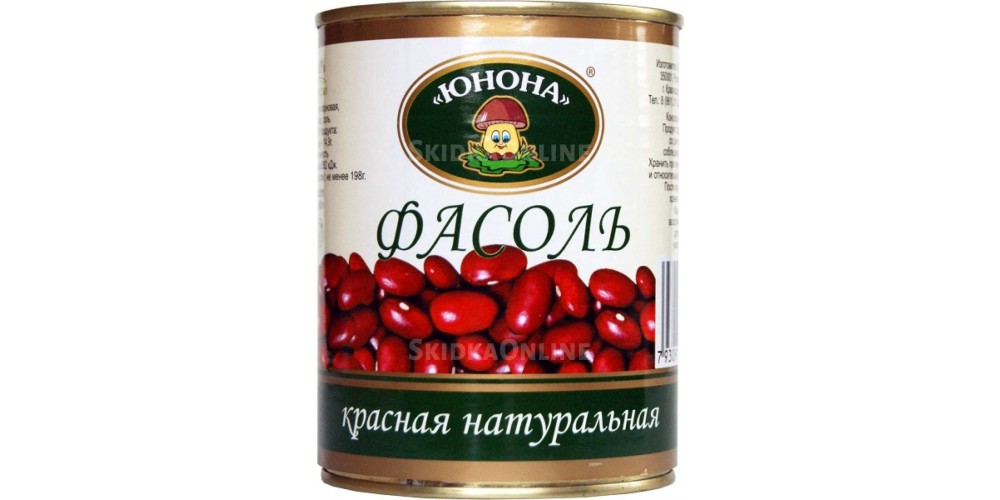 /Юнона/Фасоль красная нат. в том. соусе ж/б 420г./12шт./4699304236558/