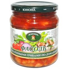 /Юнона/Фасоль с обж. грибами по-домашнему с/б 480г/8шт/4699304237500/