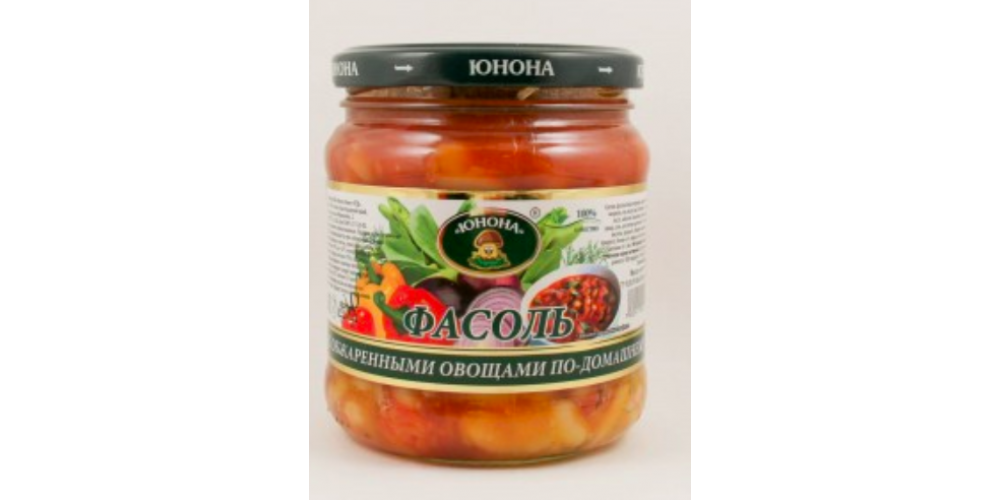 /Юнона/Фасоль с обж. овощами по-домашнему с/б 480г/8шт/4699304237517/