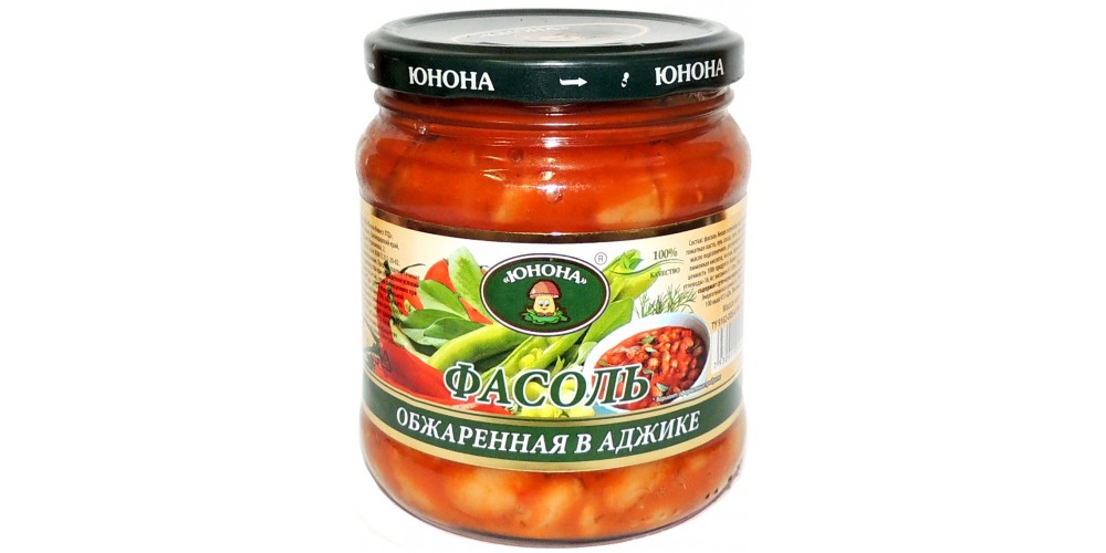 /Юнона/Фасоль обжаренная в аджике с/б 480г./8шт./4699304237494/