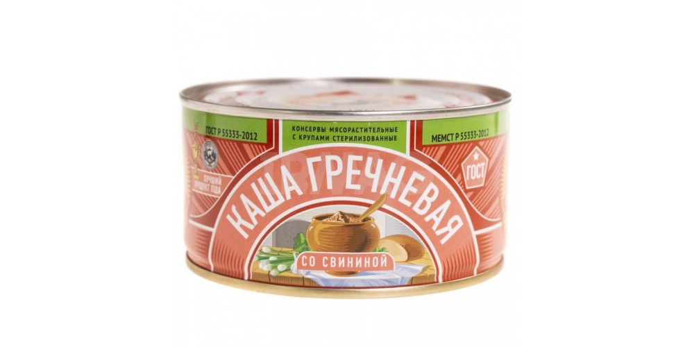 СТКаша гречневая со свининой ГОСТ 325г./24шт./4602271000503/