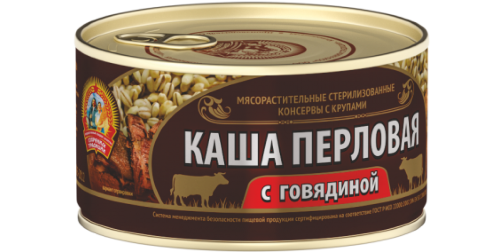 СТКаша перловая с говядиной ГОСТ 325г.*24шт./4602271000534/