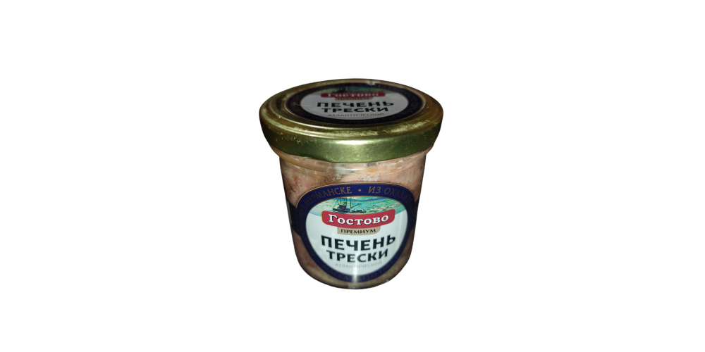 Гостово Печень трески натуральная стекло 130г./12шт/4630000376988/